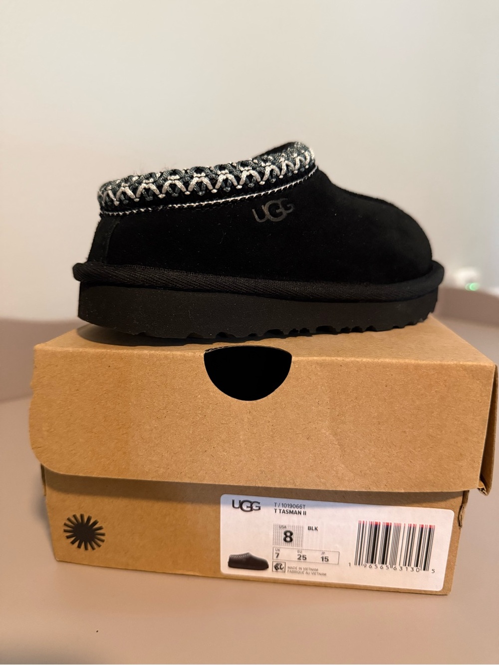 UGG Kids Black Moccasins with Knit Cuff